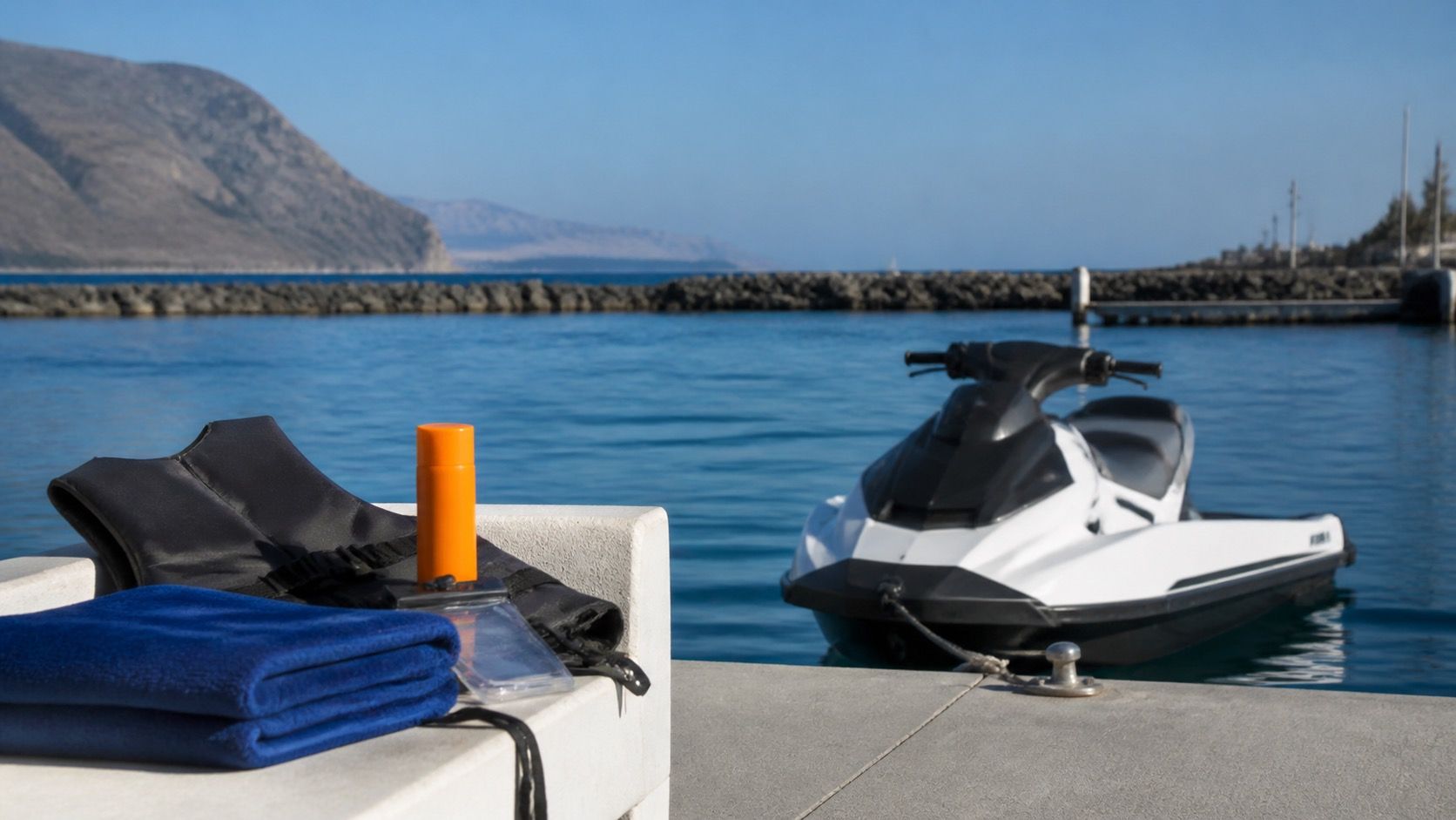 Preparativos para una excursión en moto de agua en Tenerife